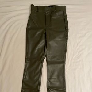 Faux Leather Army Green Pants